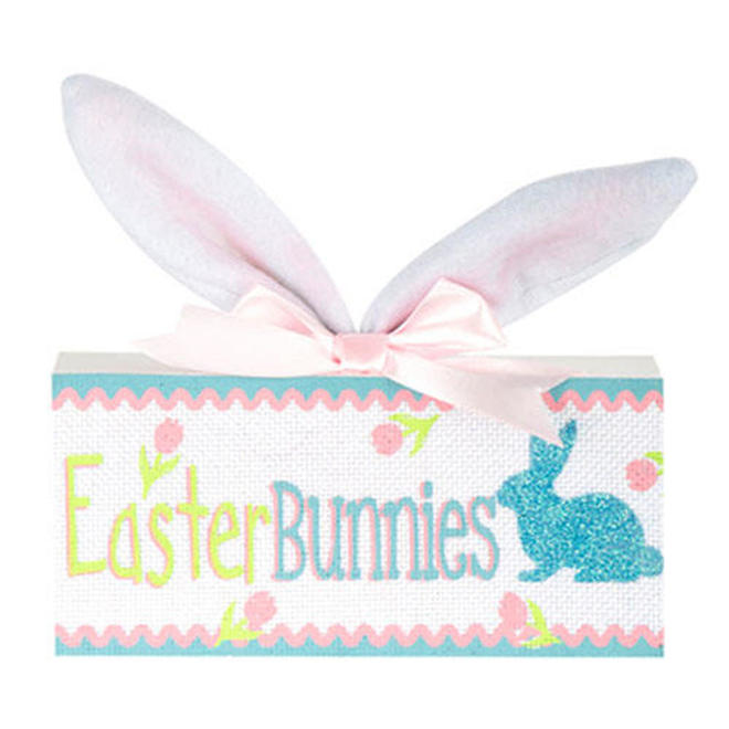 Other Brands LVC 68335 All Easter Party Supplies Easter MDF Tabletop D cor with Bunny Ears Bow
