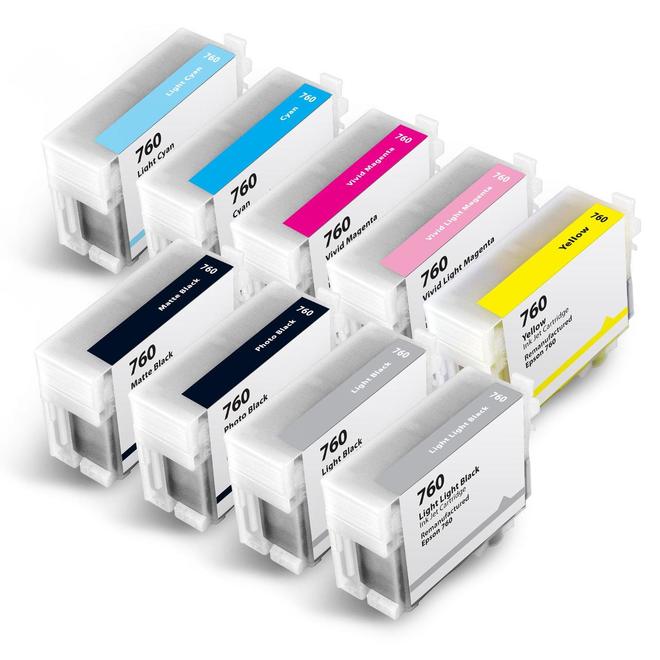 T760 9Pack Combo SureColor P600 Epson 760 T760 Remanufactured Ink Cartridge Combo PBK C VM Y LC VLM LBK MBK LLBK