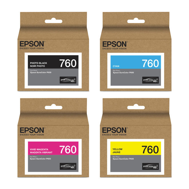 Epson T760 4Pack Combo OEM SureColor P600 Epson 760 T760 Original Ink Cartridge Combo PBK C VM Y