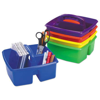 Storex® Square Plastic Storage Caddy with Handle, 9.3" x 9.3" x 5.3", Assorted Colors (428029)