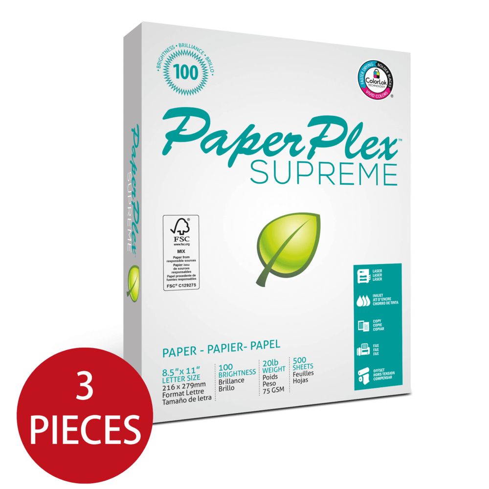 PaperPlex Premier Copy Paper, 20 lbs, 8.5''x11'' ,100 bright , 500