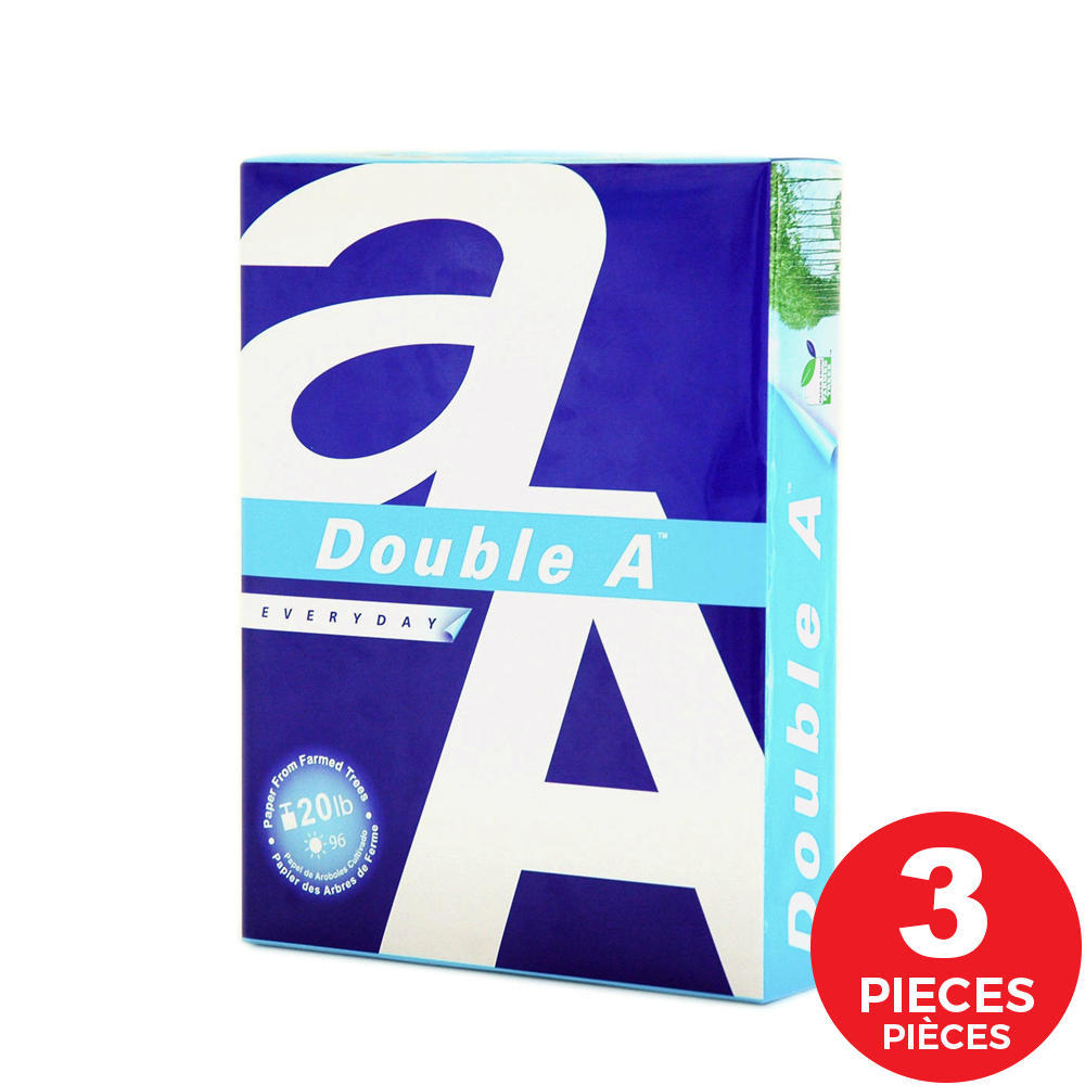 Double A® High Quality Copy Paper, 20 lbs, 8.5'' x 11'', 96 brightness