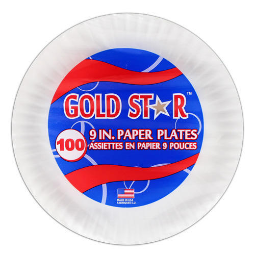 Gold Star Paper Plates Uncoated White 100Pcs/Pack