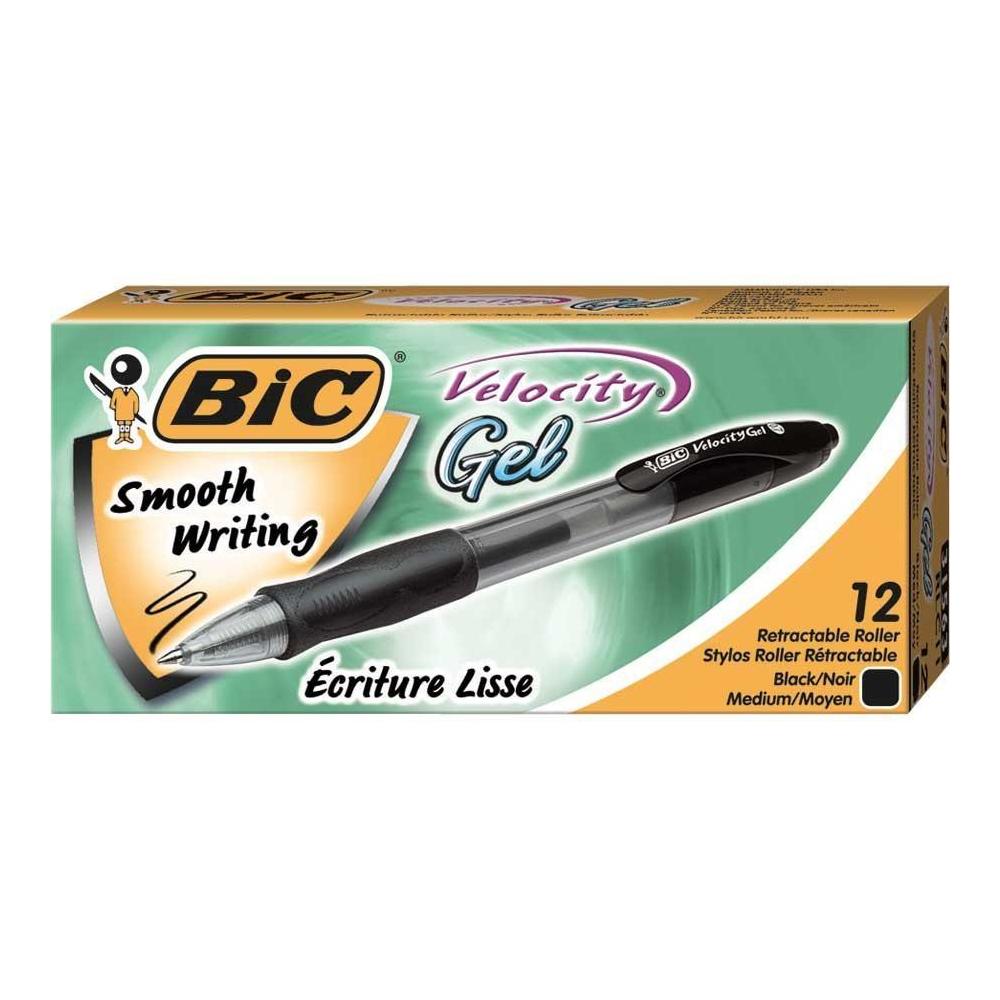 BiC® Gelocity™ Retractable Rollerball Pens, Medium Point, Black