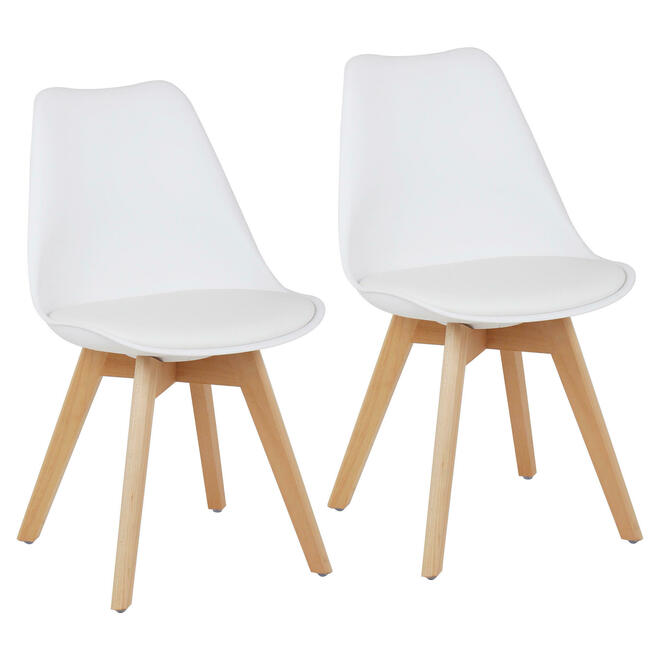 Moustache MODC D630 Office Chairs Upholstered Dining Chair with Beech Wood Legs and Soft Padded Moustache 2 Pack