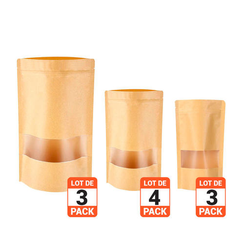 10pcs Food Storage Bags Reusable Kraft Zipper Paper Bags Seal Pouch Cookies Nuts 10pcs Food Storage Bags Reusable Kraft Zipper Paper Bags Seal Pouch Cookies Nuts