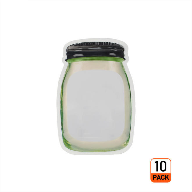 LIVINGbasics LVB ZB 05 All Food Bags Clips Mason Jar Shape Transparent Zipper Bag Food Storage Seal Bag 10Pcs LIVINGbasics