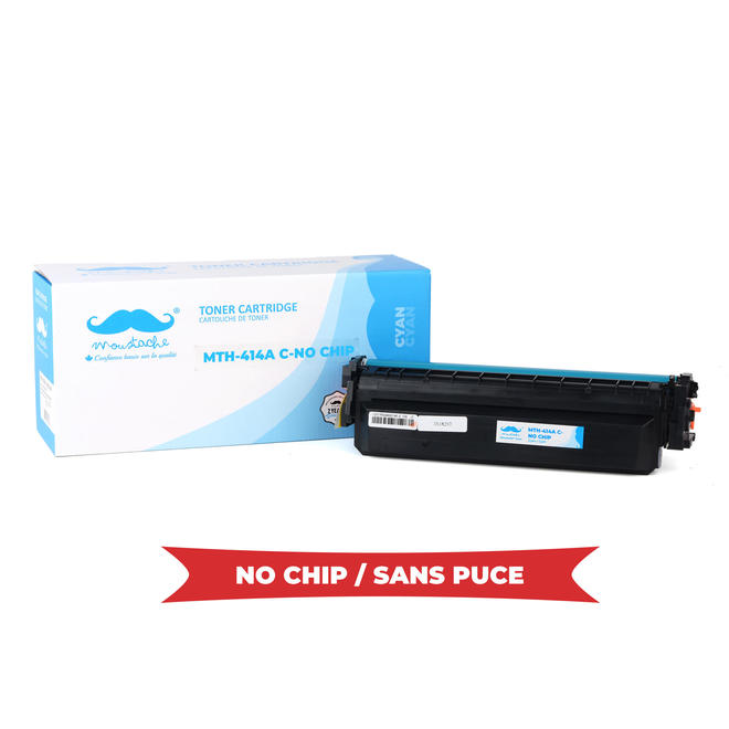 Moustache HP 414A W2021A NoChip Color LaserJet Pro M454dn Compatible HP 414A W2021A Cyan Toner Cartridge No Chip Moustache