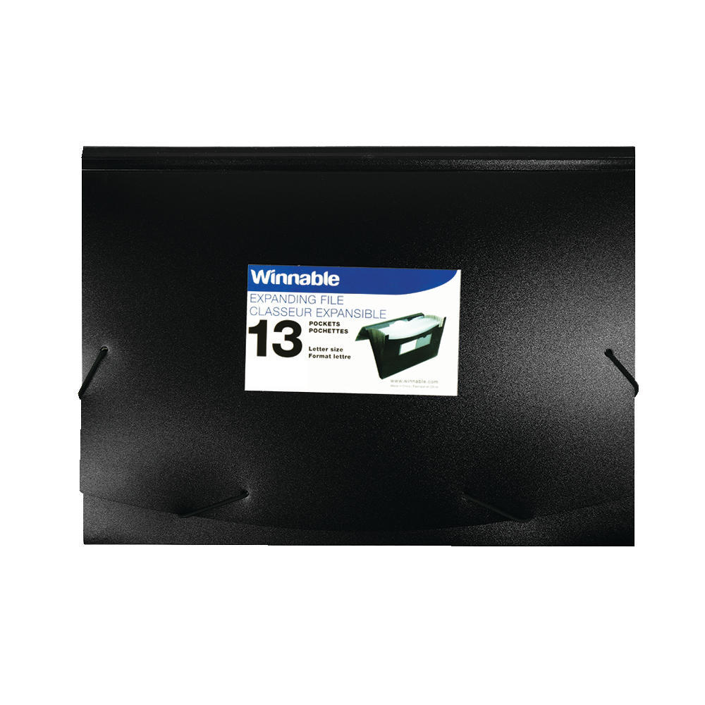 Winnable® Letter-Size Expandable File Folder, 13 Pockets, Polypropylene ...
