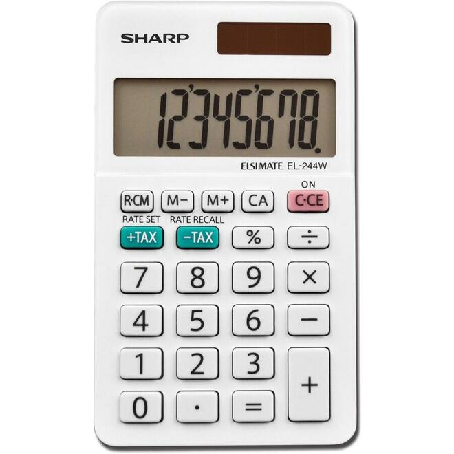 Sharp 865 EL244WB Calculators Sharp EL 244W Pocket Calculator 8 Digit Display Dual Powered