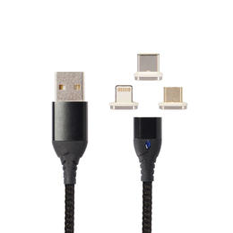 Small 66e0e cab m10 mltc android phones charge sync cables lightning usb c micro usb to usb a 3 in 1 nylon braided magnetic fast charging cable primecables 