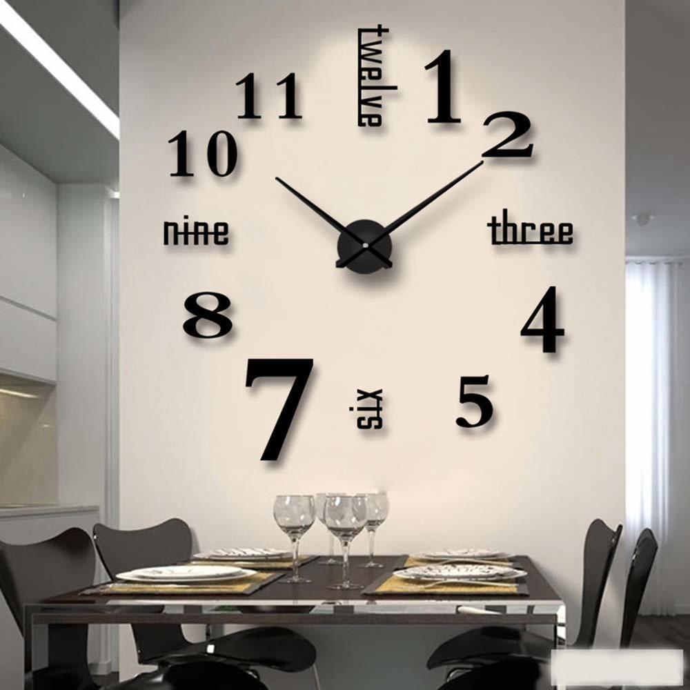 Modern Frameless 3d Diy Wall Clock Silent Movement