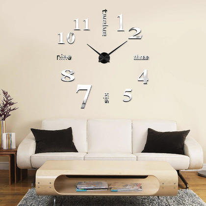 Modern Frameless 3D DIY Wall Clock, Silent Movement