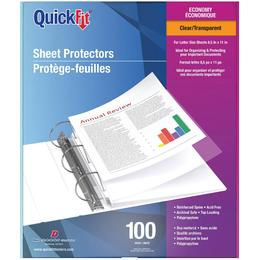 QuickFit 5285 1 Binder accessories QuickFit Economy Top Load Sheet Protectors Letter Size 8 1 2 x 11 Clear 100 Pack