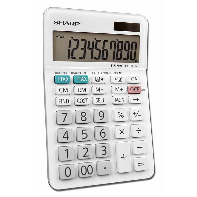 Sharp 865 EL330WB Calculators Sharp EL 330W Desktop Calculator 10 Digit Display Dual Powered