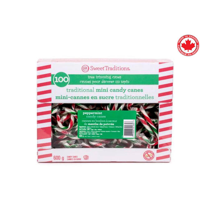 Mini Traditional Peppermint Candy Canes, 600g, 100/Pack Sweet Traditions