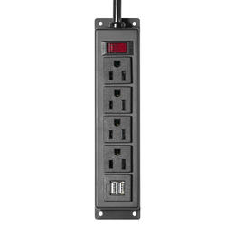 Small 50dda primecables cab pc 08003 surge protector power strip 4 outlet power strip with 2 usb ports mountable under desk wall socket 2m 6 56ft primecables 