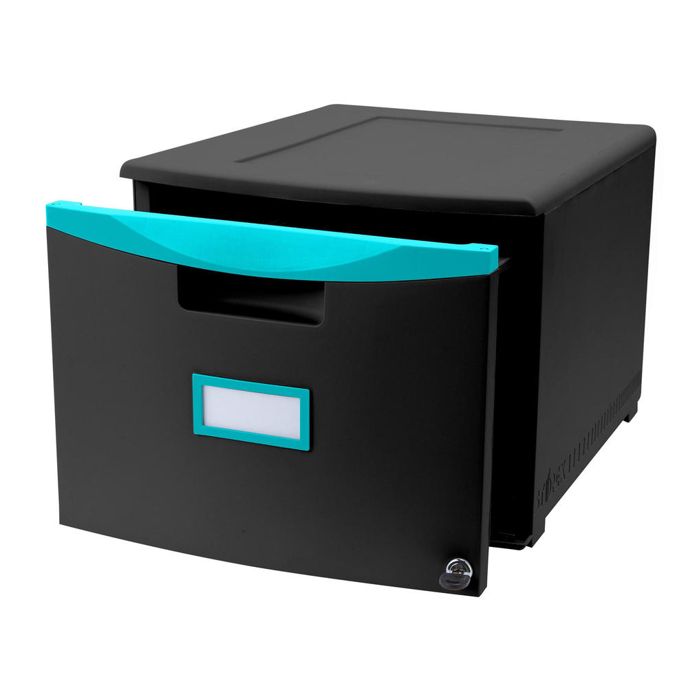 Storex 18" Plastic 1Drawer File with Lock, Legal/Letter