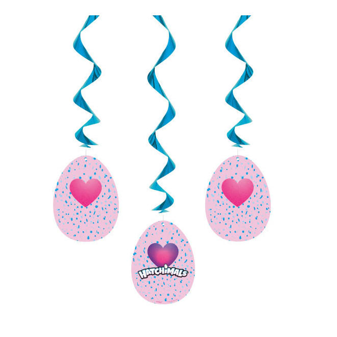 Other Brands LVU 59310 Movie Themed Party Supplies for Girls Hatchimals 3 Hanging Swirl Decorations 26 L