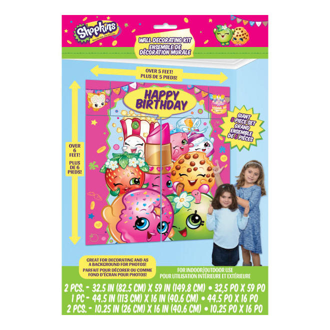 Other Brands LVU 42920 Movie Themed Party Supplies for Girls Shopkins 1 Wall Decoration Kit 5 pcs