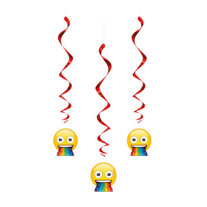 Other Brands LVU 79439 Movie Themed Party Supplies for Boys Emoji 3 Hanging Swirl Decorations 26 L NEW