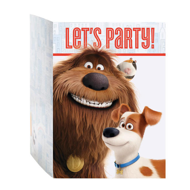 Other Brands LVU 43964 Movie Themed Party Supplies for Boys The Secret Life of Pets 8 Invitations