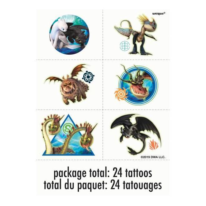 Other Brands LVU 79178 Movie Themed Party Supplies for Boys How to Train Your Dragon 3 Tattoos 4ct