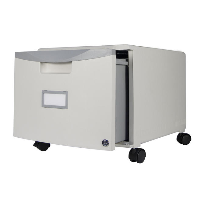 Storex 61264B01C Filing Cabinets Storex One Drawer 18 Inch File Cabinet with Lock and Casters Legal Letter Size