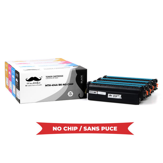 Moustache HP 414A Combo NoChip Color LaserJet Pro M454dn Compatible HP 414A Toner Cartridge Combo BK C M Y No Chip Moustache