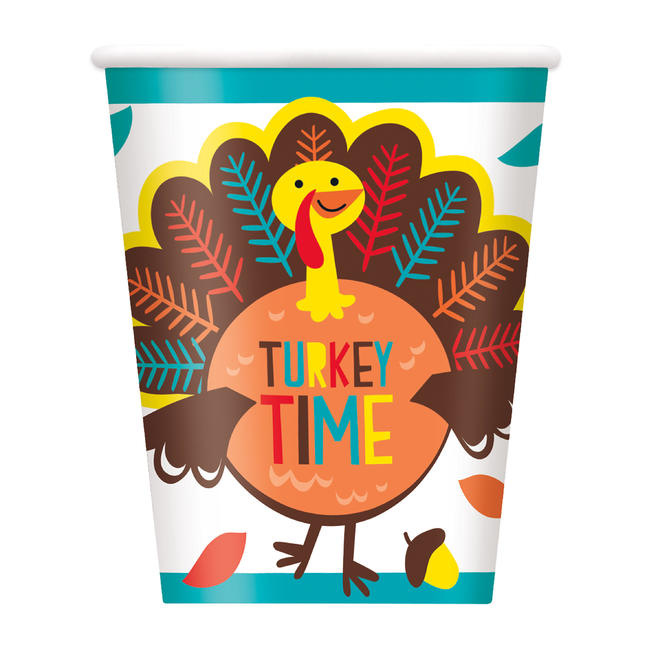 Other Brands LVU 72856 Cartoon Turkey 9oz Paper Cups 8ct