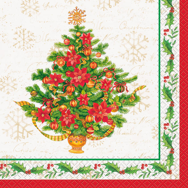 Other Brands LVU 72912 Festive Poinsettia Christmas Luncheon Napkins 16ct