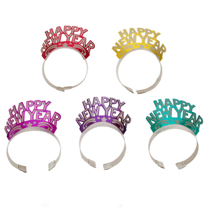 Other Brands LVU 15410 New Years Glitter Tiaras Assorted 12ct