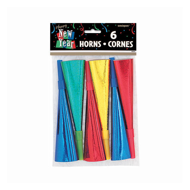 Other Brands LVU 93018 New Years Prism Horns Assorted Colors 6ct
