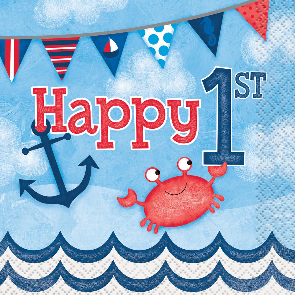 Serviette Nautique Premier Anniversaire Mariniere 16 Carats