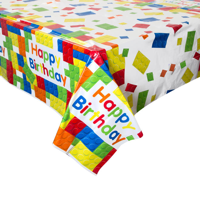 Other Brands LVU 58233 Building Blocks Birthday Rectangular Plastic Table Cover 54 x84