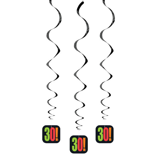 Other Brands LVU 45843 Birthday Cheer Age 30 Hanging Swirl Decorations 26 3ct