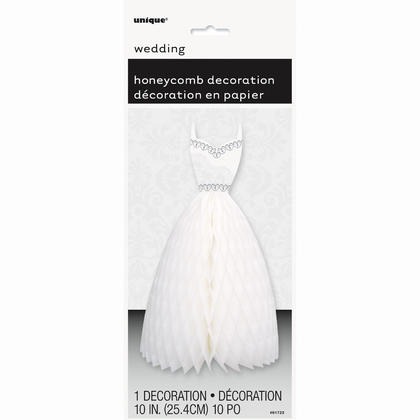 Wedding Dress Shaped Honeycomb Decoration, 10''