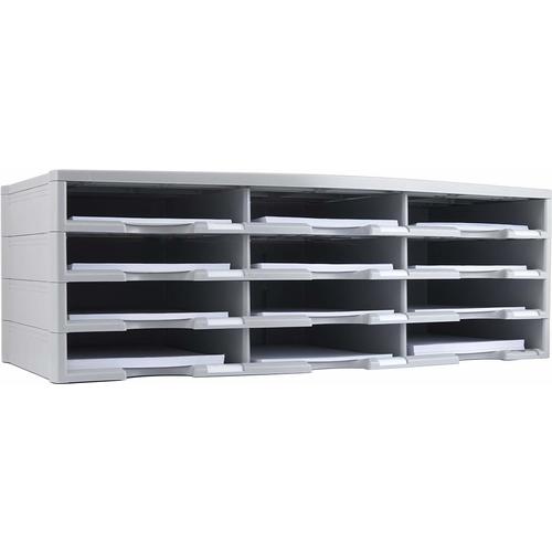 Storex 61602U01C MAIL SORTERS Storex 12 Compartment Literature Organizer Document Sorter Black