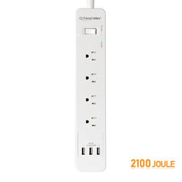 Small 72f04 primecables cab c138 surge protector power strip 4 outlet type 3 surge protector power strip with 3 usb ports 2100 joule 1 5m cord primecables 