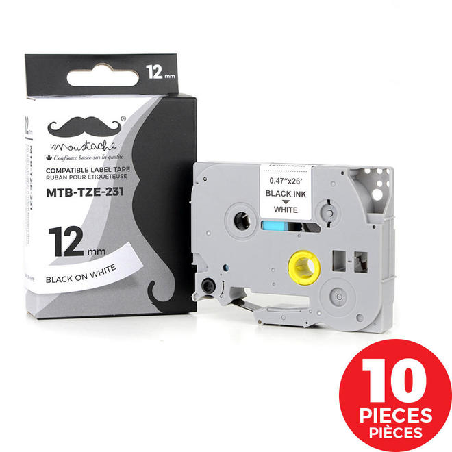 3 Rouleaux Ruban Étiqueteuse Compatible Brother TZ-S251 – Blanc, Noir, 24mm X 8m