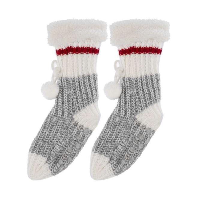 Other Brands LVAT LH1566 Christmas D cor Pair grey knit children sock with pompom 7