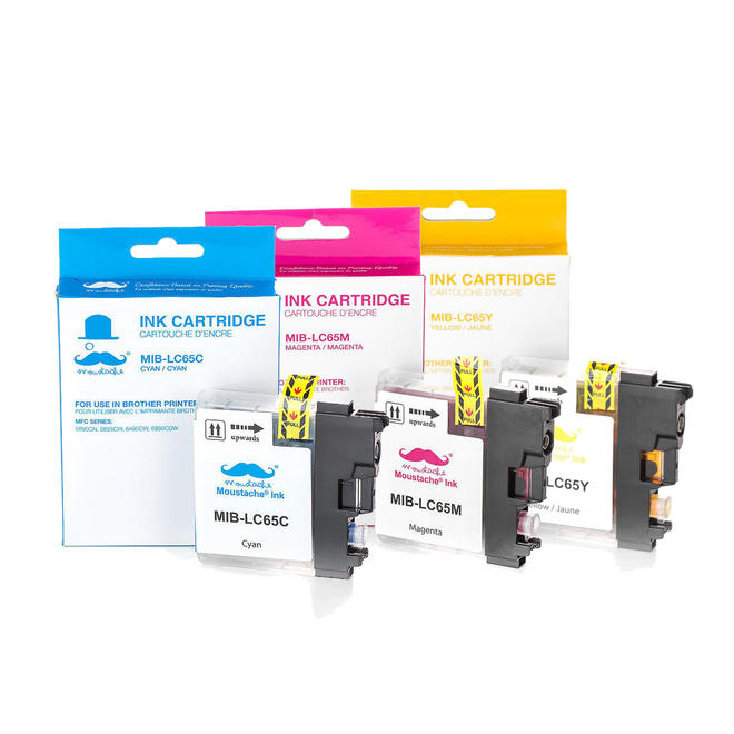 Moustache LC65 CMY MFC 5890CN Brother LC65 3PKS Compatible Color Ink Cartridge Combo High Yield C M Y Moustache