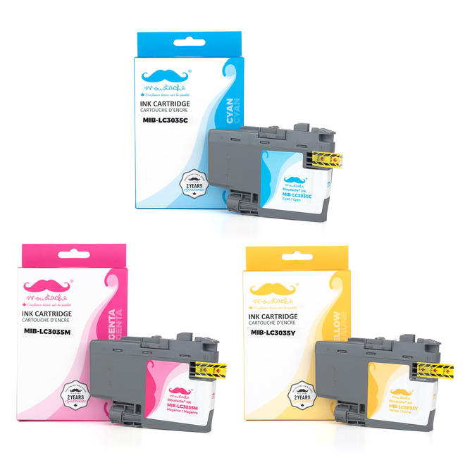 Moustache LC3035 CMY MFC J995DW Brother LC3035 3PKS Compatible Color Ink Cartridge Combo Ultra High Yield C M Y Moustache