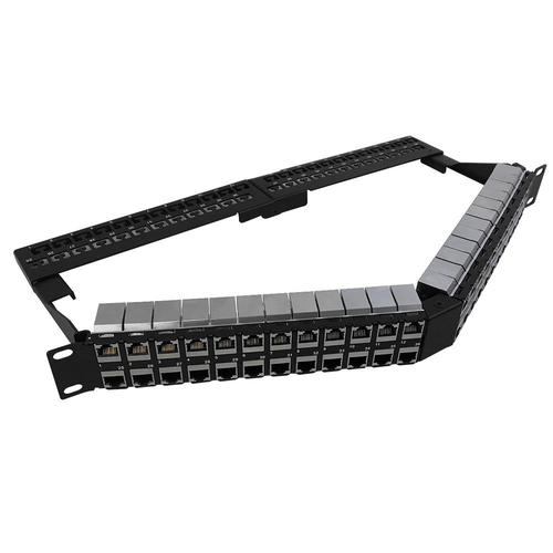 48 Port Angled CAT6 Shielded Patch Panel, 19