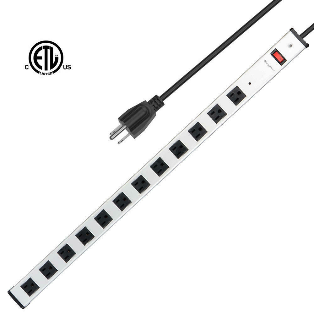 Surge Protector Power Strip with 12 Outlets PrimeCables