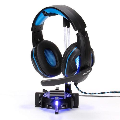 Enhance ENPCGHH100BKEW Laptops Accessories ENHANCE Gaming Headset Stand Headphone Holder 4 Port USB Hub 7 LED Modes