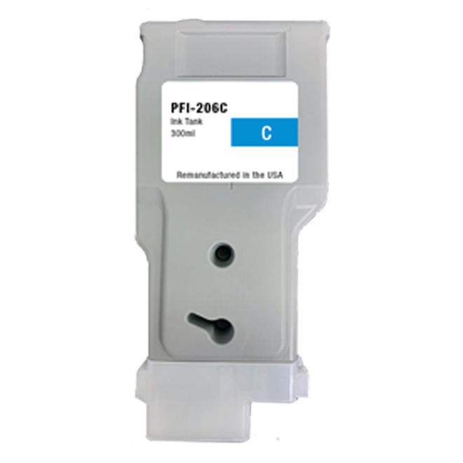 Canon PFI206 Cyan ImagePROGRAF iPF6400 Canon PFI 206C 5304B001AA Remanufactured Cyan Ink Cartridge