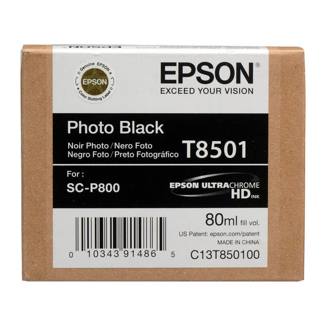 Epson T850100 PBK OEM SureColor P800 Epson T850 T850100 Original UltraChrome Photo Black Ink Cartridge