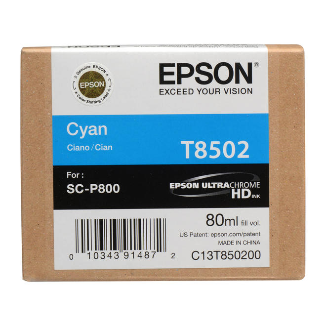 Epson T850200 C OEM SureColor P800 Epson T850 T850200 Original UltraChrome Cyan Ink Cartridge
