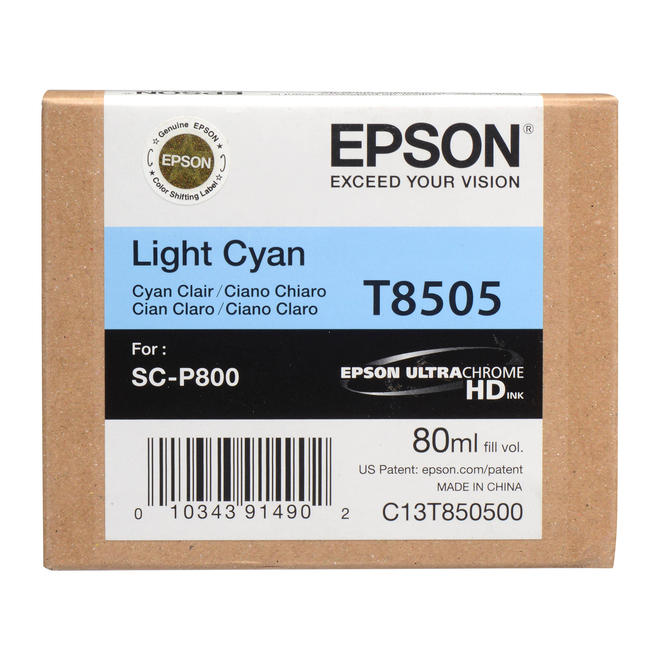 Epson T850500 LC OEM SureColor P800 Epson T850 T850500 Original UltraChrome Light Cyan Ink Cartridge